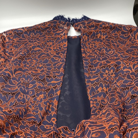 Topshop Navy/Orange Lace Dress - Picture 6 of 6